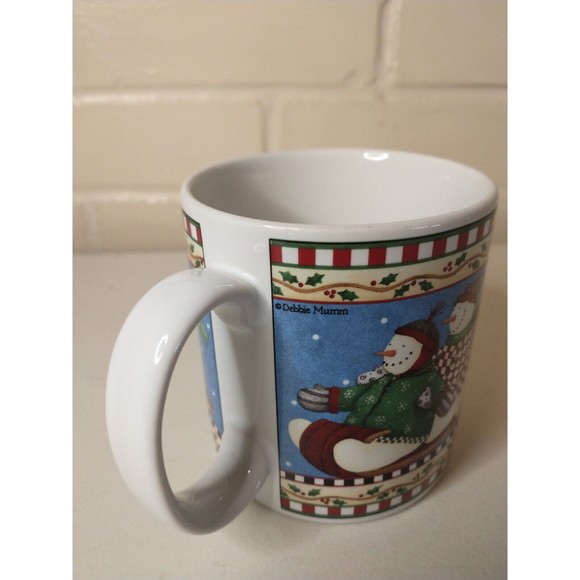 Jolly Snowmen Mugs Debbie Mumm Sakura  2000 Set Of 4 - Picture 3 of 13